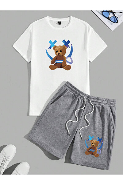 donamod Men's 2-Piece Oversize Basic Beast Fashion Printed Cotton Tongue Smil...