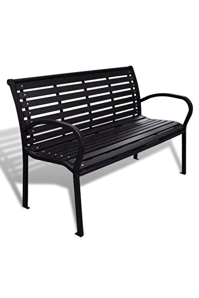 Concept Παγκάκι κήπου, μαύρο, 125 cm, ατσάλι και WPC