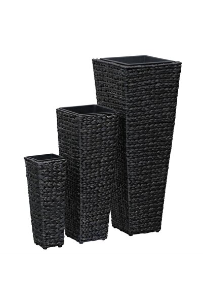 Concept Υπερυψωμένα παρτέρια κήπου, 3 τεμ., μαύρο, υάκινθος νερού