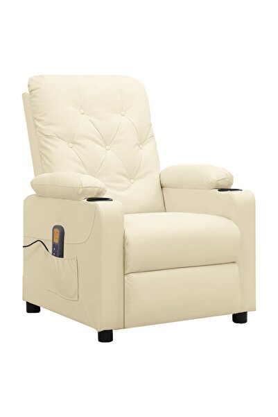 Concept Ανακλινόμενη πολυθρόνα μασάζ, κρεμ, οικολογικό Δερμάτινο