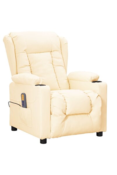 Concept Ανακλινόμενη πολυθρόνα μασάζ, κρεμ, οικολογικό Δερμάτινο