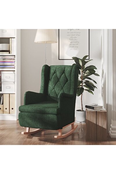 Concept Κουνιστή πολυθρόνα με σκούρα πράσινα πόδια από καουτσούκ και ύφασμα