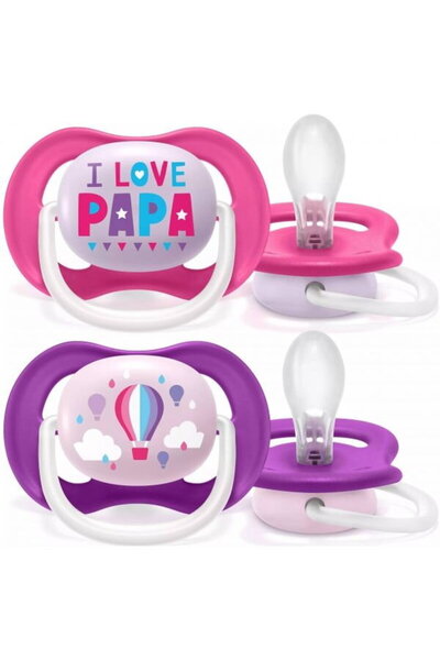 Philips Set 2 suzete Avent SCF080/04 Ultra Air, 6-18 luni, Roz/Mov