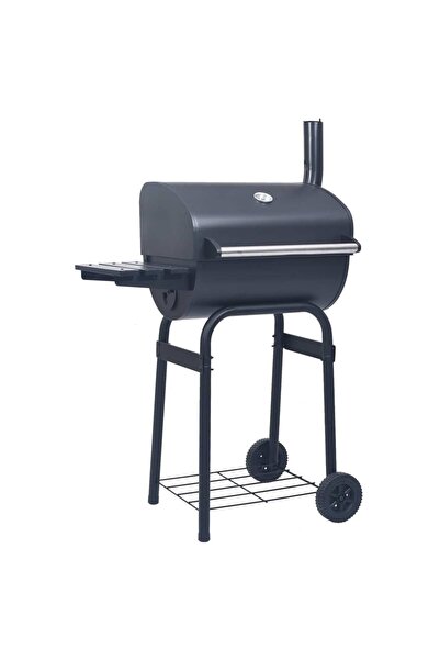 Concept Grătar barbecue cu cărbuni, afumătoare și raft inferior, negru