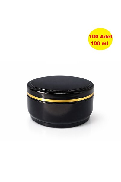 demethome 100 Adet Plastik Altın Şeritli Siyah 100 Ml Boş Pomat+krem+kozmetik...