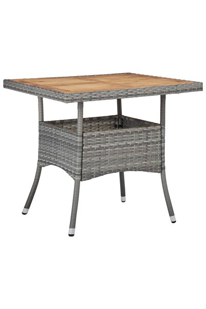 Concept Τραπέζι εξωτερικού χώρου, γκρι, πολυρατάν και μασίφ ξύλο ακακίας