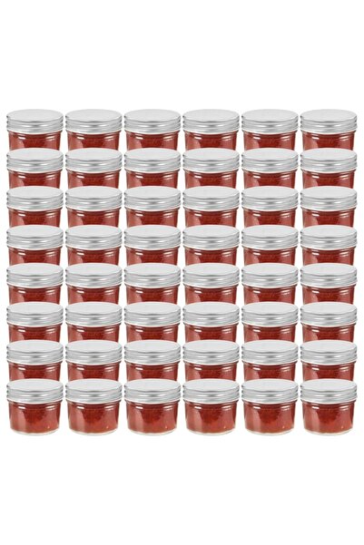 Concept Borcane din sticlă pentru gem, capac argintiu, 48 buc, 110 ml