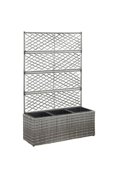 Concept Strat înălțat spalier cu 3 ghivece gri 83x30x130 cm poliratan