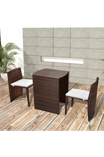 Concept Bistro furniture set with cushions, 3 pieces, brown, polyrattan
