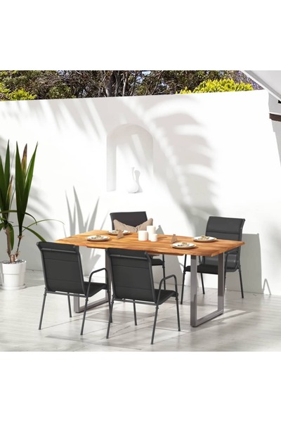 Concept Καρέκλες κήπου, 4 τεμ., μαύρες, ατσάλινες και υφασμάτινες