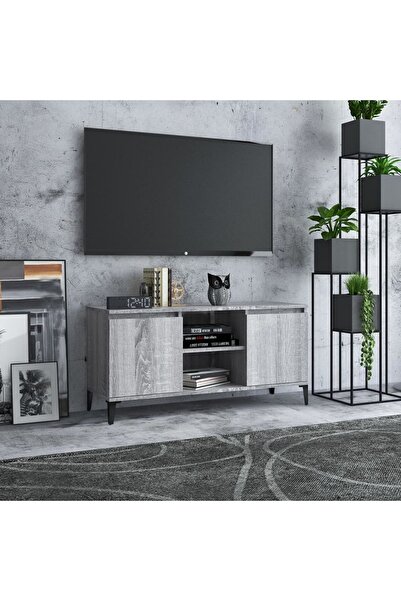 Concept Comodă TV cu picioare metalice, sonoma gri, 103,5x35x50 cm