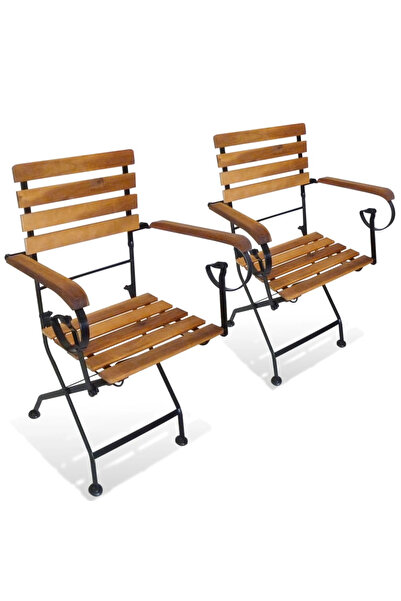 Concept Πτυσσόμενες καρέκλες κήπου, 2 τεμ., από ατσάλι και μασίφ ξύλο ακακίας