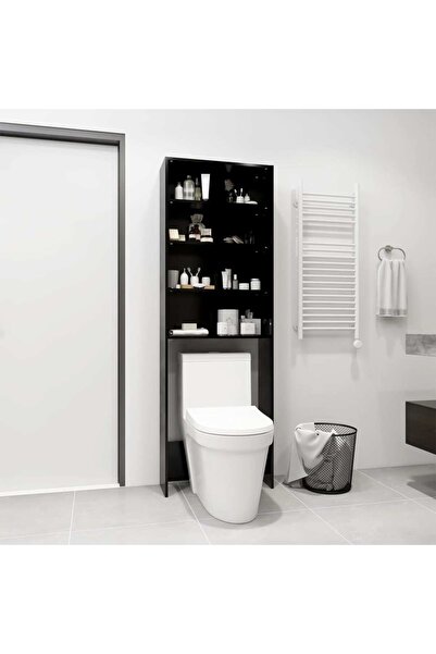 Concept Шкаф за пералня, черен, 64x24x190 см