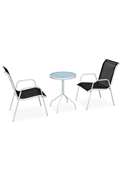 Concept Set mobilier bistro, 3 piese, negru, oțel