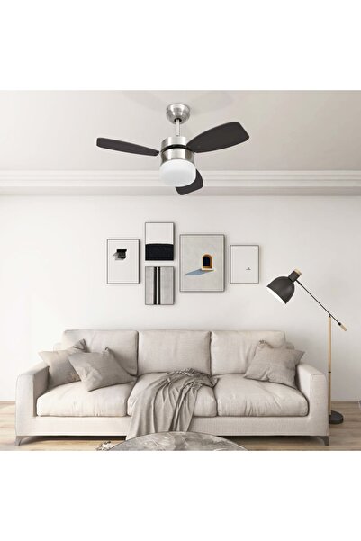 Concept Ventilator tavan cu iluminare și telecomandă, maro închis, 76cm