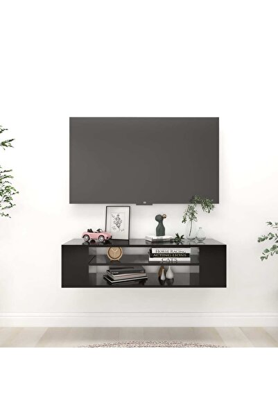 Concept Επιτοίχιο έπιπλο τηλεόρασης, μαύρο, 100x30x26,5 cm, μοριοσανίδα