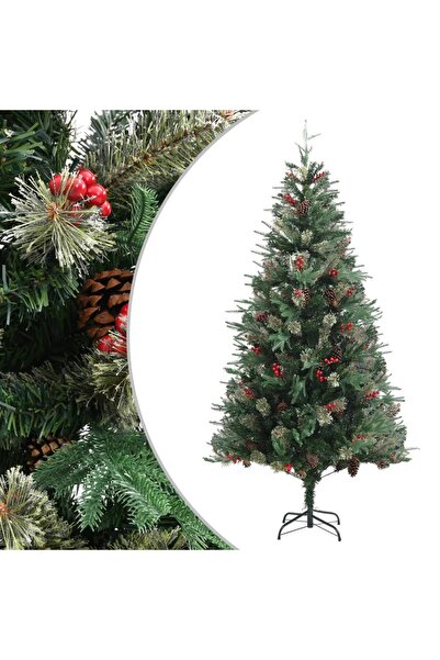 Concept Brad de Crăciun cu conuri de pin, verde, 225 cm, PVC&PE