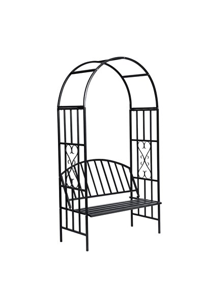 Concept Πέργκολα με τριαντάφυλλα για τον κήπο με παγκάκι