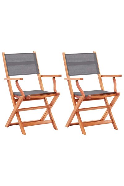 Concept Scaune grădină pliabile 2 buc. gri eucalipt masiv & textilenă