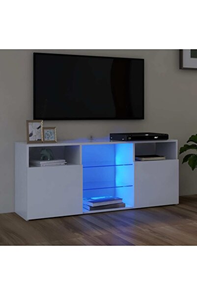 Concept Comodă TV cu lumini LED, alb extralucios, 120x30x50 cm