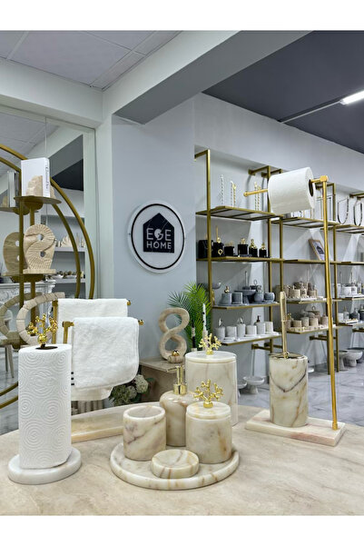 ege gross DEKORATİF DOĞAL ŞEKER MERMER 10 PARÇA GOLD MERCAN BANYO SETİ