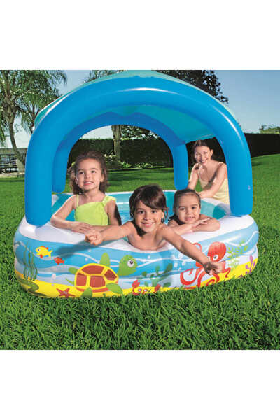 BESTWAY Piscină de joacă & baldachin, albastru, 140x140x114 cm, 52192