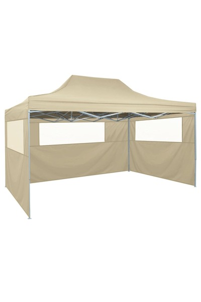 Concept Cort de petrecere pliabil cu 3 pereți, crem, 3 x 4 m, oțel
