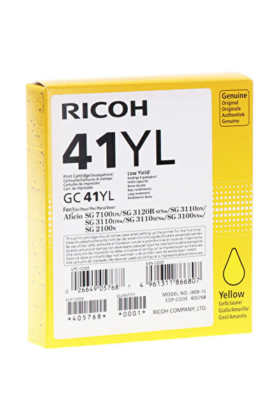 Ricoh CARTUS TONER YELLOW 405768 GC-41YL 0,6K ORIGINAL AFICIO SG 2100N