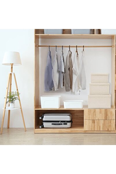 Concept Set cutii depozitare stivuibile, 3 buc., crem, țesătură