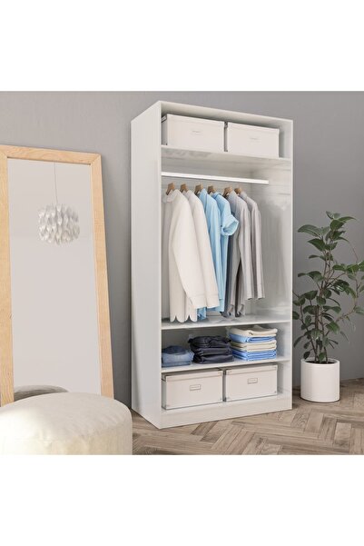 Concept Șifonier, alb extralucios, 100x50x200 cm, PAL