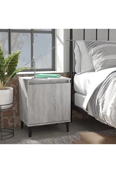 Concept Noptieră cu picioare metalice, sonoma gri, 40x30x50 cm