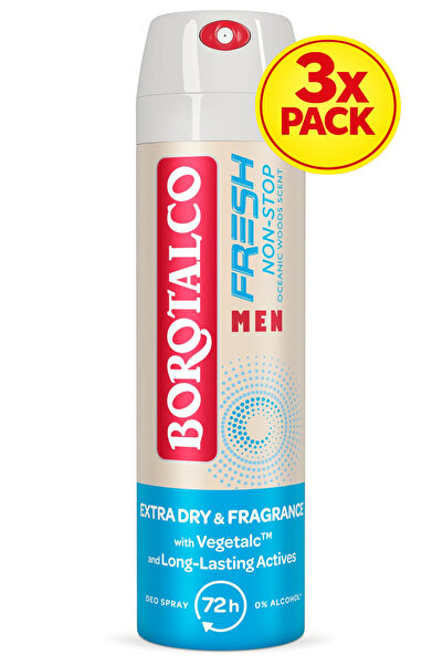 Borotalco 3x PACHET Deodorant Masculin Spray Fresh Non-Stop 150 ml