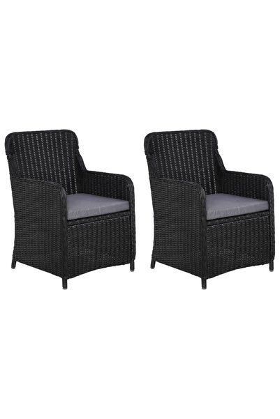 Concept Πολυθρόνες εξωτερικού χώρου με μαξιλάρια, 2 τεμ., μαύρες, πολυρατάν