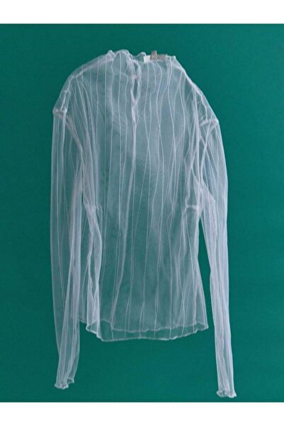 Kokoşum Butik 1264 Striped Sheer Blouse Ecru