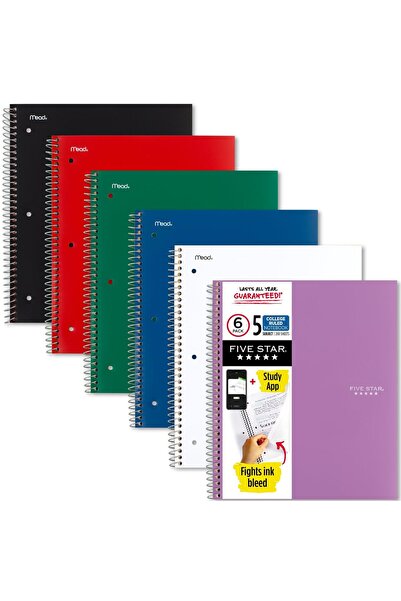 Genel Markalar Five Star Spiral Notebook, 5 Subject, College Ruled Paper, 200...