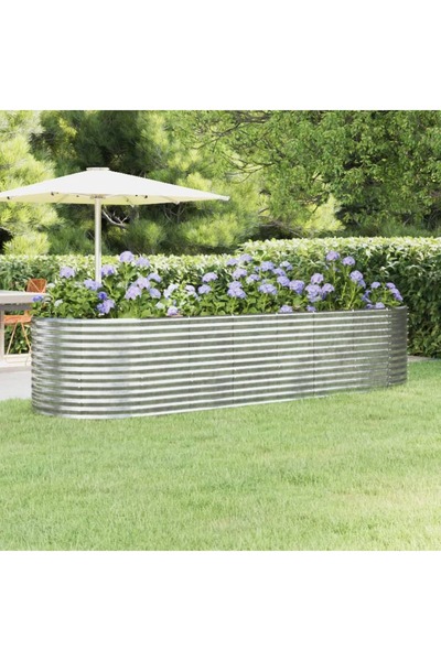 Concept Jardinieră, argintiu, 322x100x68 cm, oțel vopsit electrostatic
