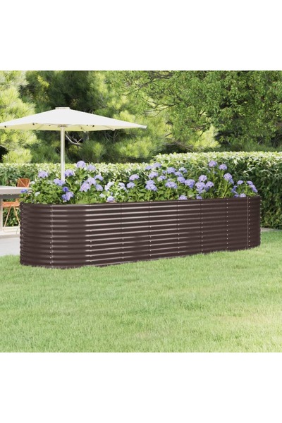 Concept Jardinieră grădină maro 322x100x68 cm oțel vopsit electrostatic