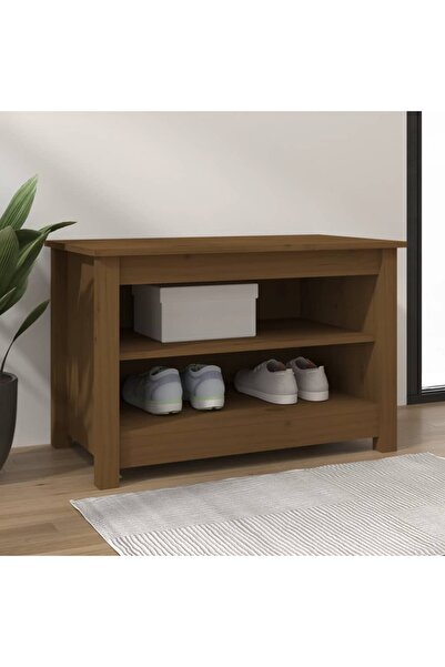 Concept Παγκάκι για παπούτσια, μελί καφέ, 70x38x45,5 cm, μασίφ ξύλο πεύκου