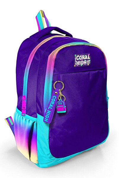 Coral High Rainbow Fermuarlı Mor İlkokul Ortaokul ve Günlük Sırt Çantası - Kı...