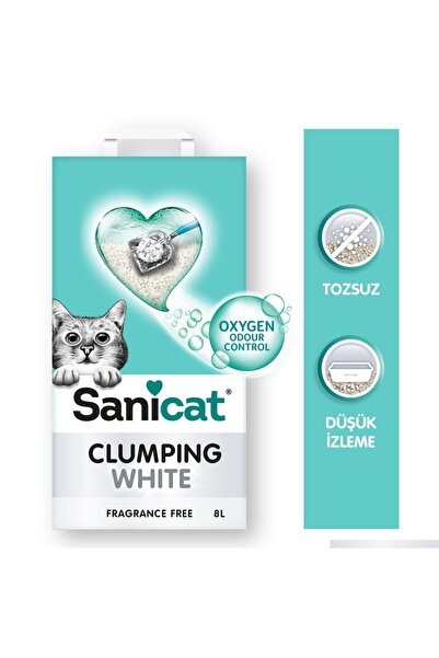 Sanicat Clumping White Topaklanan Kedi Kumu (Kokusuz) 8L