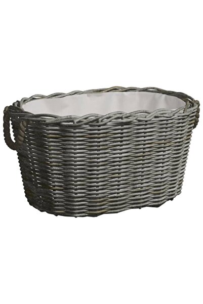 Concept Καλάθι καυσόξυλων με λαβές, γκρι, 60 x 40 x 28 cm, ιτιά