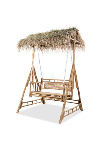 Concept Balansoar cu 2 locuri, cu frunze de palmier, 202 cm, bambus