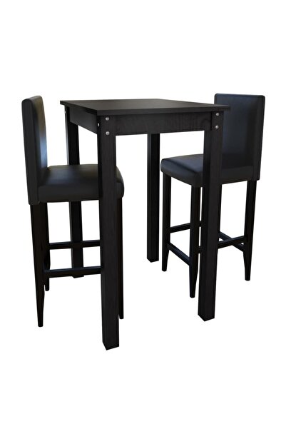 Concept Τραπέζι μπαρ με 2 σκαμπό μπαρ, μαύρο
