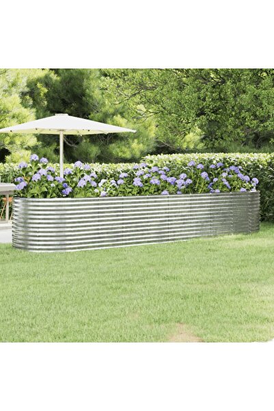 Concept Γλάστρα, ασημί, 396x100x68 cm, ατσάλι με ηλεκτροστατική βαφή πούδρας