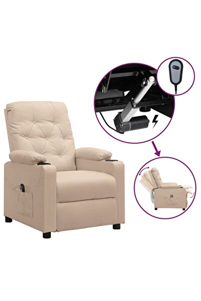 Concept Ηλεκτρική ανακλινόμενη πολυθρόνα, κρεμ, υφασμάτινη