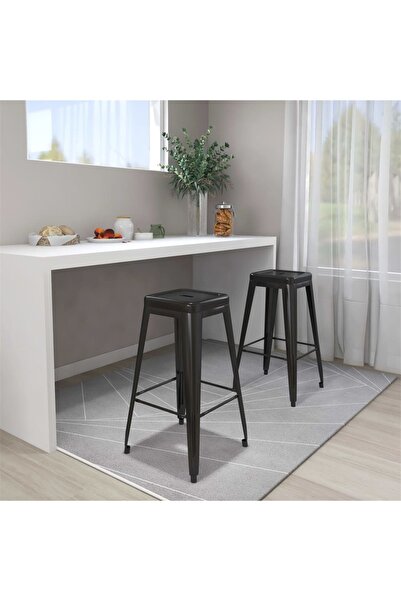 Concept Scaune de bar stivuibile, 2 buc., negru, metal