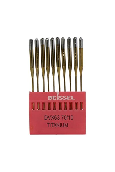 BEİSSEL DVx63 Sanayi Tipi Reçme Makinesi İğnesi 10/70 Numara Altın SES uçlu 10 Adet (1 Paket