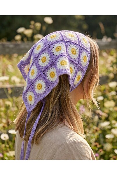 ADAA GIFT Ayçiçek Örgü Bandana - Örgü Bandana