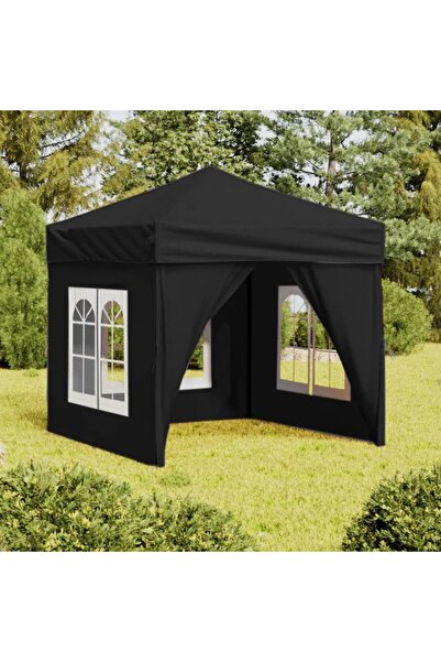 Concept Cort pliabil pentru petrecere, pereți laterali, negru, 2x2 m