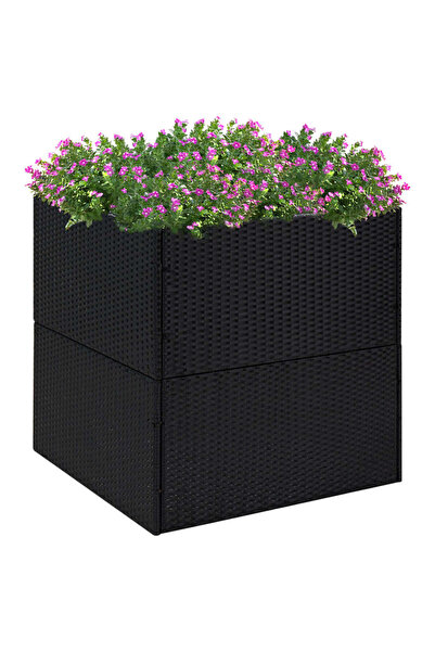 Concept Γλάστρα κήπου, μαύρη, 80x80x80 cm, από πολυρατάν